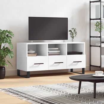 Mueble Tv | Mueble De Salón | Armario Tv Madera De Ingeniería Blanco 102x36x50 Cm Cfw777727