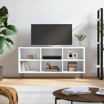 Mueble Tv | Mueble De Salón | Armario Tv Madera De Ingeniería Blanco 103,5x30x50 Cm Cfw777730