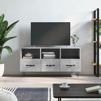 Mueble Tv | Mueble De Salón | Armario Tv Madera De Ingeniería Gris Hormigón 102x36x50 Cm Cfw777775