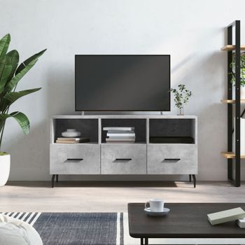 Mueble Tv | Mueble De Salón | Armario Tv Madera De Ingeniería Gris Hormigón 102x36x50 Cm Cfw777780