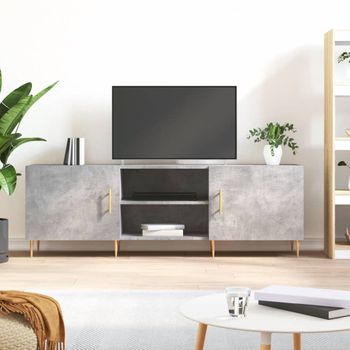 Mueble Tv | Mueble De Salón | Armario Tv Madera De Ingeniería Gris Hormigón 150x30x50 Cm Cfw777795