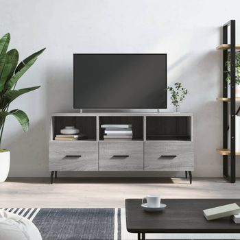 Mueble Tv | Mueble De Salón | Armario Tv Madera De Ingeniería Gris Sonoma 102x36x50 Cm Cfw777805