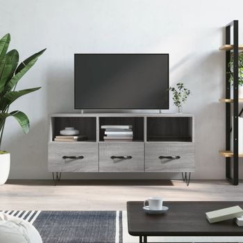 Mueble Tv | Mueble De Salón | Armario Tv Madera De Ingeniería Gris Sonoma 102x36x50 Cm Cfw777809