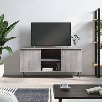Mueble Tv | Mueble De Salón | Armario Tv Madera De Ingeniería Gris Sonoma 104x35x50 Cm Cfw777815