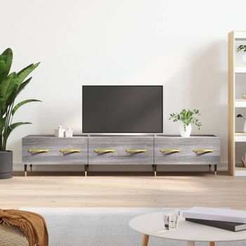 Mueble Tv | Mueble De Salón | Armario Tv Madera De Ingeniería Gris Sonoma 150x36x30 Cm Cfw777820
