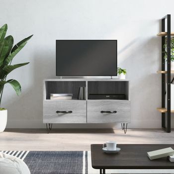 Mueble Tv | Mueble De Salón | Armario Tv Madera De Ingeniería Gris Sonoma 80x36x50 Cm Cfw777829