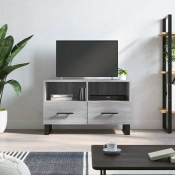 Mueble Tv | Mueble De Salón | Armario Tv Madera De Ingeniería Gris Sonoma 80x36x50 Cm Cfw777833