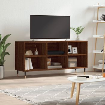 Mueble Tv | Mueble De Salón | Armario Tv Madera De Ingeniería Marrón Roble 103,5x30x50 Cm Cfw777852