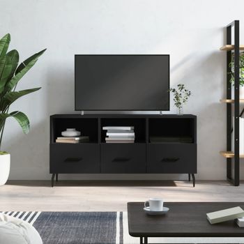 Mueble Tv | Mueble De Salón | Armario Tv Madera De Ingeniería Negro 102x36x50 Cm Cfw777868