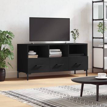 Mueble Tv | Mueble De Salón | Armario Tv Madera De Ingeniería Negro 102x36x50 Cm Cfw777870