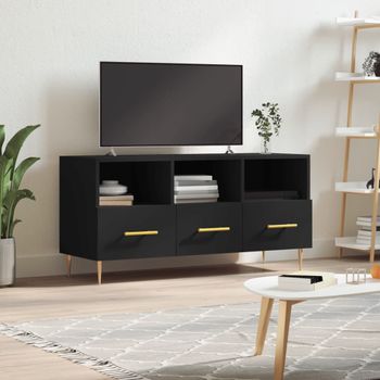 Mueble Tv | Mueble De Salón | Armario Tv Madera De Ingeniería Negro 102x36x50 Cm Cfw777872