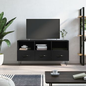 Mueble Tv | Mueble De Salón | Armario Tv Madera De Ingeniería Negro 102x36x50 Cm Cfw777873