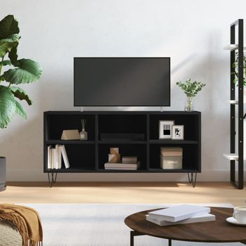 Mueble Tv | Mueble De Salón | Armario Tv Madera De Ingeniería Negro 103,5x30x50 Cm Cfw777874