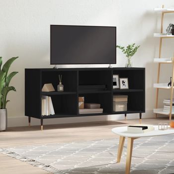 Mueble Tv | Mueble De Salón | Armario Tv Madera De Ingeniería Negro 103,5x30x50 Cm Cfw777875