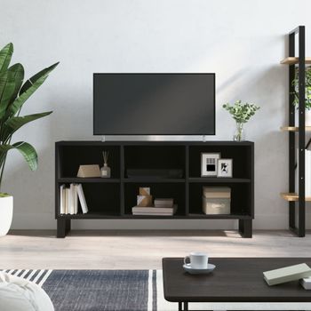 Mueble Tv | Mueble De Salón | Armario Tv Madera De Ingeniería Negro 103,5x30x50 Cm Cfw777876