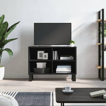 Mueble Tv | Mueble De Salón | Armario Tv Madera De Ingeniería Negro 69,5x30x50 Cm Cfw777886