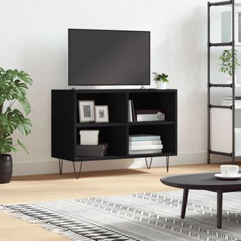 Mueble Tv | Mueble De Salón | Armario Tv Madera De Ingeniería Negro 69,5x30x50 Cm Cfw777887