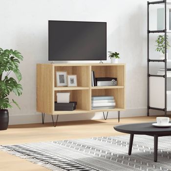 Mueble Tv | Mueble De Salón | Armario Tv Madera De Ingeniería Roble Sonoma 69,5x30x50 Cm Cfw777950