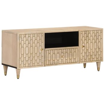 Mueble Tv | Mueble De Salón | Armario Tv Madera Maciza De Mango 105x33x46 Cm Cfw778001