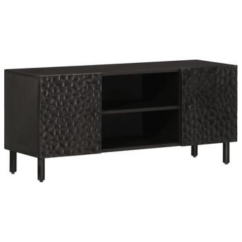 Mueble Tv | Mueble De Salón | Armario Tv Madera Maciza De Mango Negro 105x33x46 Cm Cfw778035