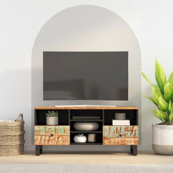 Mueble Tv | Mueble De Salón | Armario Tv Madera Reciclada Madera De Ingeniería 100x33x46 Cm Cfw778168