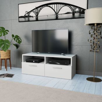 Mueble Tv | Mueble De Salón | Armario Tv Madera De Ingeniería Blanco 95x35x36 Cm Cfw778431