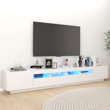 Mueble Tv | Mueble De Salón | Armario Tv Con Luces Led Blanco 260x35x40 Cm Cfw778449