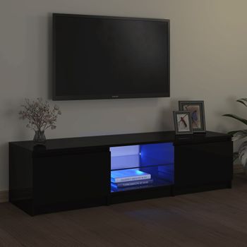 Mueble Tv | Mueble De Salón | Armario Tv Con Luces Led Negro 140x40x35,5 Cm Cfw778482