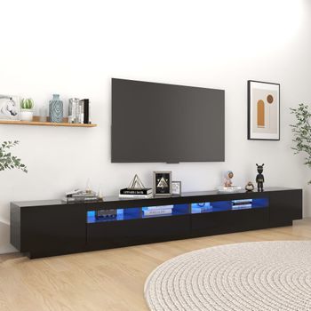 Mueble Tv | Mueble De Salón | Armario Tv Con Luces Led Negro 300x35x40 Cm Cfw778486