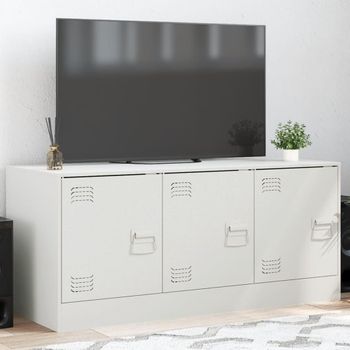 Mueble Tv | Mueble De Salón | Armario Tv De Acero Blanco 99x39x44 Cm Cfw778544