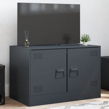 Mueble Tv | Mueble De Salón | Armario Tv De Acero Gris Antracita 67x39x44 Cm Cfw778548