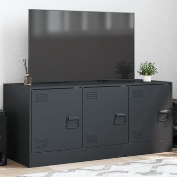 Mueble Tv | Mueble De Salón | Armario Tv De Acero Gris Antracita 99x39x44 Cm Cfw778551