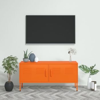 Mueble Tv | Mueble De Salón | Armario Tv De Acero Naranja 105x35x50 Cm Cfw778552