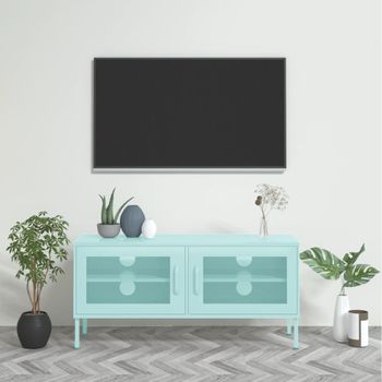 Mueble Tv | Mueble De Salón | Armario Tv De Acero Verde Menta 105x35x50 Cm Cfw778566