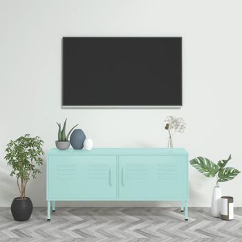 Mueble Tv | Mueble De Salón | Armario Tv De Acero Verde Menta 105x35x50 Cm Cfw778567