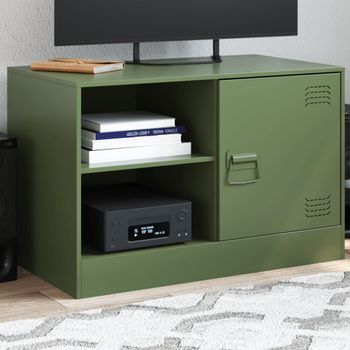 Mueble Tv | Mueble De Salón | Armario Tv De Acero Verde Oliva 67x39x44 Cm Cfw778569