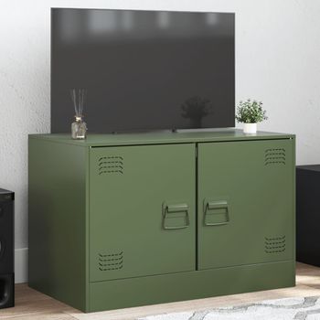 Mueble Tv | Mueble De Salón | Armario Tv De Acero Verde Oliva 67x39x44 Cm Cfw778570