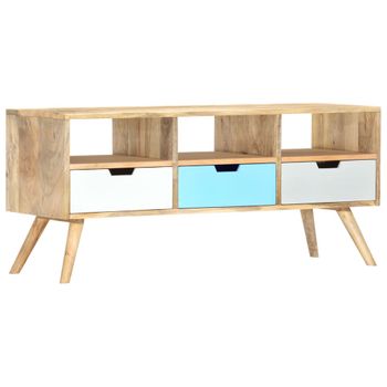 Mueble Tv | Mueble De Salón | Armario Tv De Madera Maciza De Mango 110x35x48 Cm Cfw778609