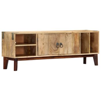 Mueble Tv | Mueble De Salón | Armario Tv De Madera Maciza De Mango Rugosa 130x30x46 Cm Cfw778643