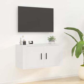 Mueble Tv De Pared | Mueble De Salón | Armario Tv Blanco 80x34,5x40 Cm Cfw778694