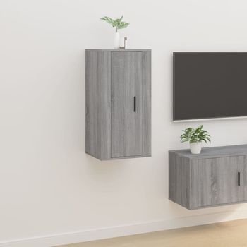 Mueble Tv De Pared | Mueble De Salón | Armario Tv Gris Sonoma 40x34,5x80 Cm Cfw778721