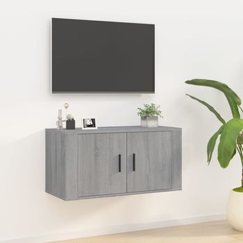 Mueble Tv De Pared | Mueble De Salón | Armario Tv Gris Sonoma 80x34,5x40 Cm Cfw778725