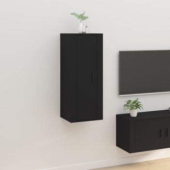 Mueble Tv De Pared | Mueble De Salón | Armario Tv Negro 40x34,5x100 Cm Cfw778727