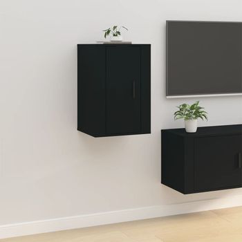 Mueble Tv De Pared | Mueble De Salón | Armario Tv Negro 40x34,5x60 Cm Cfw778729