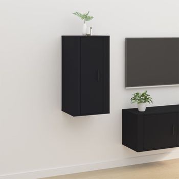 Mueble Tv De Pared | Mueble De Salón | Armario Tv Negro 40x34,5x80 Cm Cfw778730