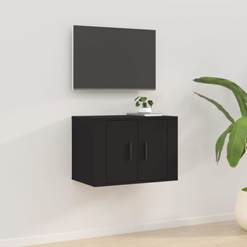 Mueble Tv De Pared | Mueble De Salón | Armario Tv Negro 57x34,5x40 Cm Cfw778731