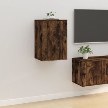 Mueble Tv De Pared | Mueble De Salón | Armario Tv Roble Ahumado 40x34,5x60 Cm Cfw778739