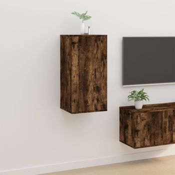 Mueble Tv De Pared | Mueble De Salón | Armario Tv Roble Ahumado 40x34,5x80 Cm Cfw778740