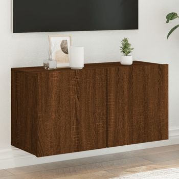 Mueble Tv De Pared | Mueble De Salón | Armario Tv Roble Marrón 80x30x41 Cm Cfw778753