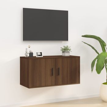 Mueble Tv De Pared | Mueble De Salón | Armario Tv Roble Marrón 80x34,5x40 Cm Cfw778754